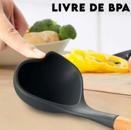 Kit Jogo 12 Peças Utensílios de Cozinha Silicone Colher Espátula kitchen Livre de BPA Antiaderente com Suporte